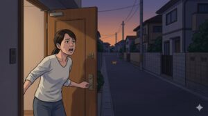 迷子に気づいた時にはすでに猫が遠くへ移動していた場面のイメージ
