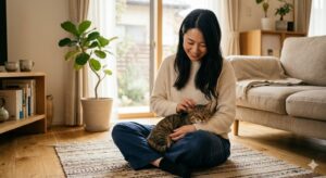 o 愛猫を優しく撫でる日本人女性｜帰巣本能を理解して愛猫を守る飼い主の心得