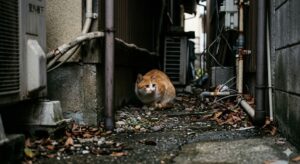 軒下に隠れる茶白猫｜脱走した猫が帰ってこられない理由